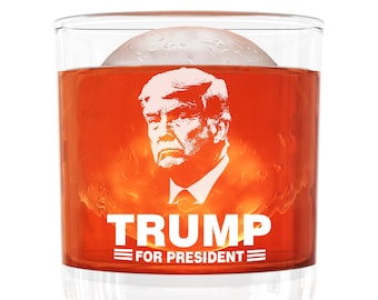 Trump 2024 Engraved Whiskey Glass - Collectible Bourbon Scotch Glass