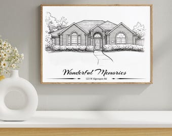 Custom House Drawing, New Home Gift Sketch, Housewarming Gifts, Digital House Illustration, House Portrait, Sketch from Photo