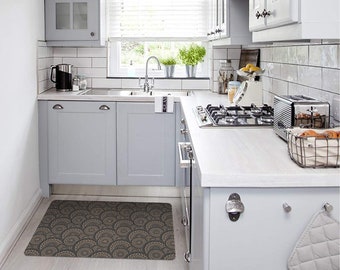 Small Area Rug Mat Ultra-Thin Kitchen Rug Entrance Mat with Non Slip Rubber Backing  Color Cappuccino Design 1S