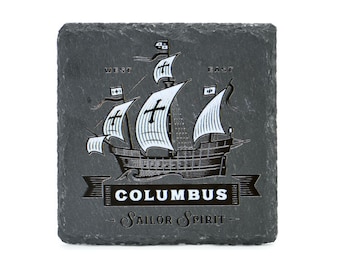 Slate Coaster Set of 4 Pieces with a Nautical Designs