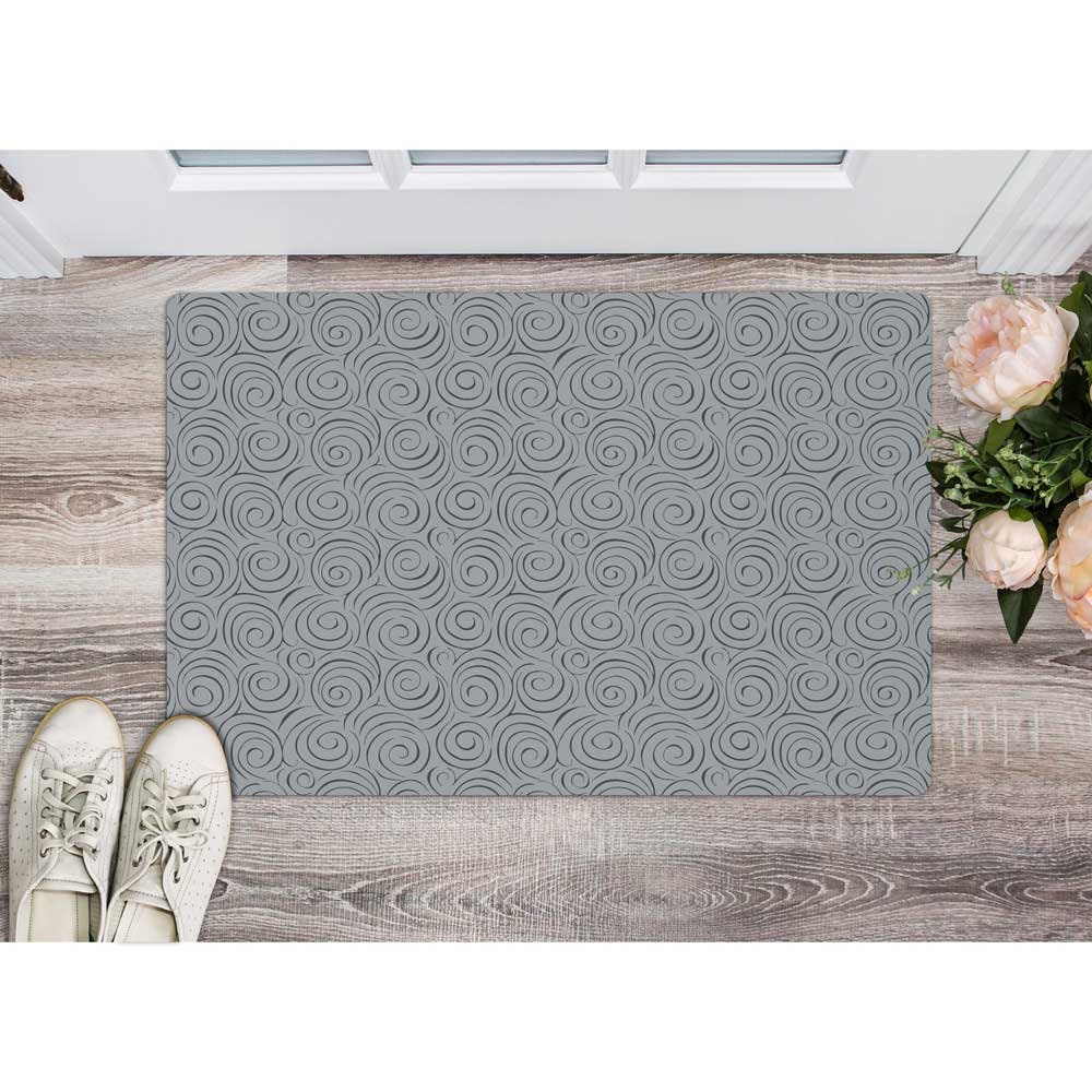 Shape28 Floor Mat Ultra-Thin Kitchen Bathroom Rug with Non Slip Rubber  Backing 35 x 23 Inches Color Dark Blue Design 1S