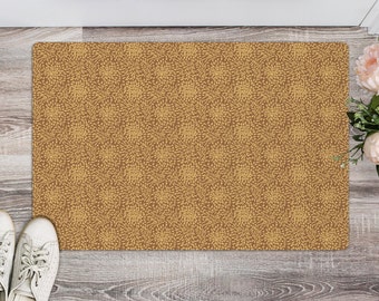 Ultra-Thin Mats, Kitchen Bathroom Floor Hallway Entry Stairs  Rug with Non Slip Rubber Backing  Color Mocha Design 2D