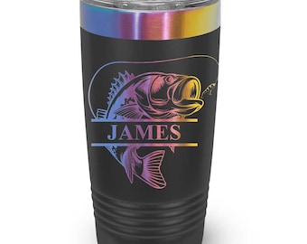 Fishing - Engraved Stainless Steel Tumbler, Stainless Cup, Insulated Travel Tumbler Mug, Fishing Travel Mug Gift, Gifts For Him