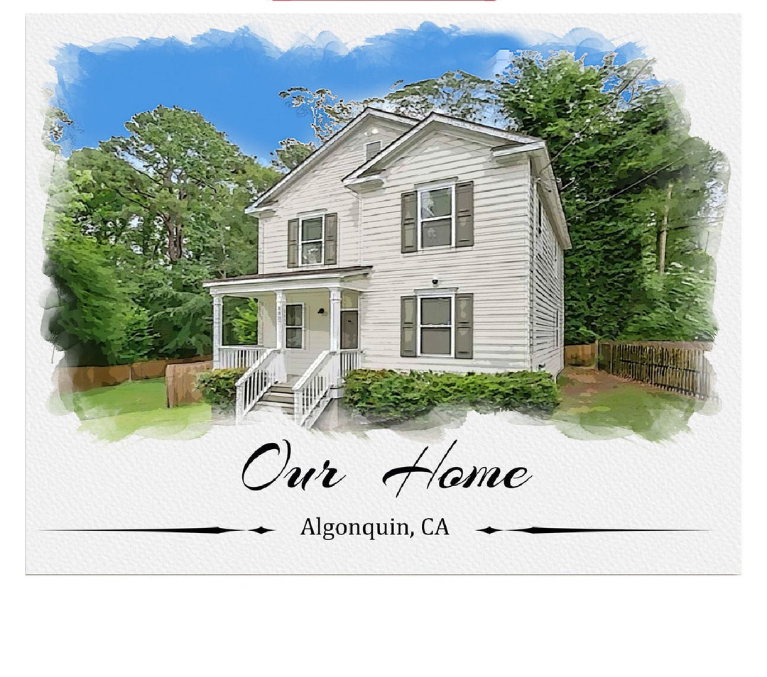 Custom House Portrait on Canvas: Personalized Home Sketch Gift - Etsy