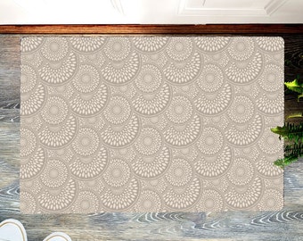 Ultra-Thin Mats, Kitchen Bathroom Floor Hallway Entry Stairs  Rug with Non Slip Rubber Backing  Color Latte Design 1S