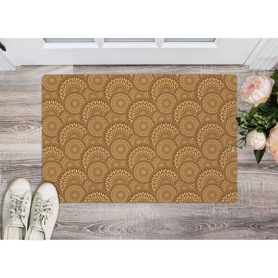 Ultra-thin Mats, Kitchen Bathroom Floor Hallway Entry Stairs Rug With Non  Slip Rubber Backing Color Mocha Design 1S 