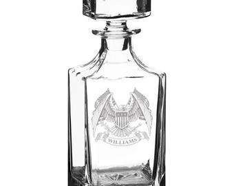 Personalized Monogrammed Whiskey Decanter: Engraved Glass Home Bar Gift