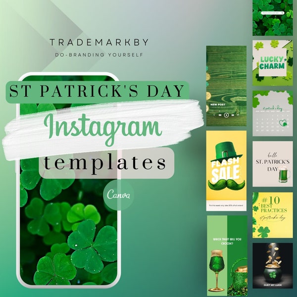 Instagram St. Patricks Day Templates for Businesses Fully Editable in Canva | Professional Instagram Templates (Feed Posts & Stories)