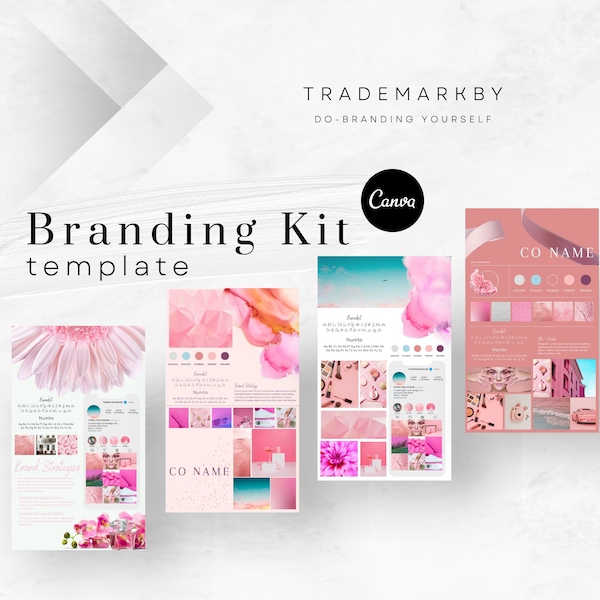 Barbie-inspired PINK Brand Template,  PINK Canva Template Branding Designer Canva Template with Pastel Pink and Hot Pink Moodboards
