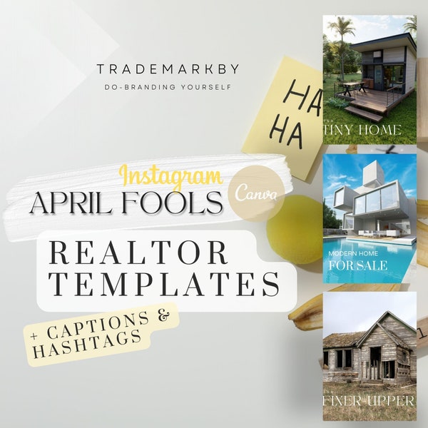 Spring Real Estate Agent Instagram Template April Fools Instagram Package with Captions and Hashtags Branded Social Media for Real Estate