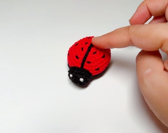 Handmade Crochet Ladybug Keychain, Amigurumi Bag Charm, Soft Unique Cute Lucky Bug Gift for Teachers Nurses Coworkers, Car Mirror Accessory