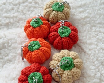 Crochet  Pumpkin Keychain, Handmade Amigurumi Bag Charm, Fall Decor Gift