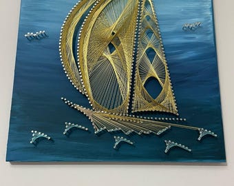 String Art Boat Design, Digital Pattern Only, Just a dot template, not a step-by-step threading guide.