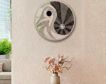 Handmade String Art- Yoga Studio Sign - Personalized Yin Yang Wood Art - Meditation Room Decor - Sacred Geometry - Custom Wall Decor
