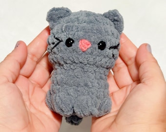 Handmade Crochet Cat Plush, Amigurumi Kawaii Soft Marmalade Gray Tabby Kitten,Cute Mini Cat Collectible, Cat Lover Gift, Mini Desk Buddy