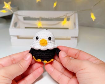 Crochet Eagle Keychain, Bald Eagle Bag Charm, Bird Lover Gift, School Mascot, Sports Fan, Football Mama Gift, Back to School Gift for Him