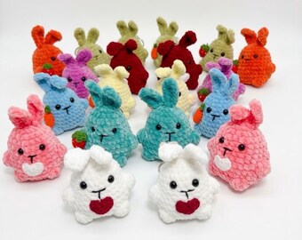 Crochet Strawberry Bunny Plush Keychain, Emotional Support Squishy Rabbit Toy, Soft Stuffed Animal For Kids Mom Teacher Vet Coworker Nurse