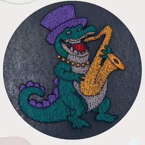 String Art Alligator Jazz Mall, New Orleans Jazz, NOLA, Endast Digitalt Mönster