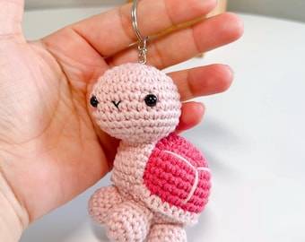 Handmade Crochet Turtle Keychain, Amigurumi Turtle Bag Charm, Cute Turtle Gift, Turtle Lover Present, Car Key Accessory, Backpack Charm