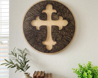 Handmade Christian Cross String Art: Faith Home Hanging Decor