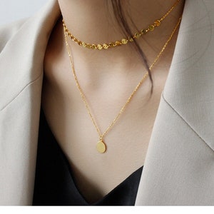 Double Chain Necklace, Multy Layer Necklace, Double Choker Necklace, 18K Gold Filled Layered Necklace,Two Strand Choker, Double Chain Choker