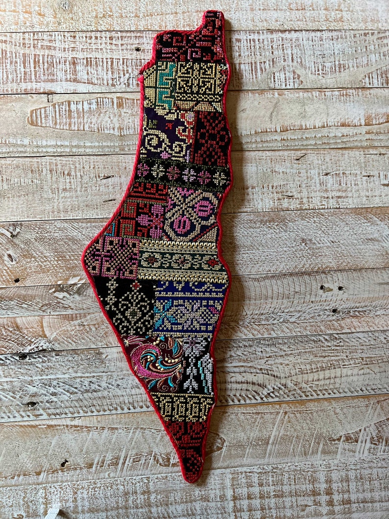 Palestinian Embroidered Map Wall Hanging Etsy