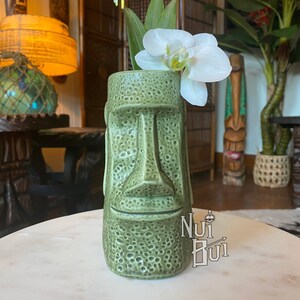 Tiki Mug - Easter Island Head - Green - Tiki Mug Drinkware - Tiki Decor - Unique Drinkware