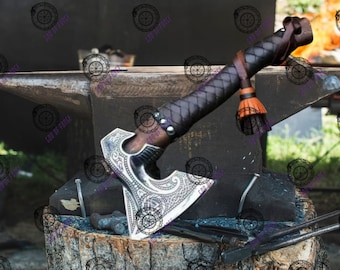 Viking axe Personalized Gift Engraved Medieval hatchet High quality Christmas Gift for him with leather sheath Best Birthday gift for son