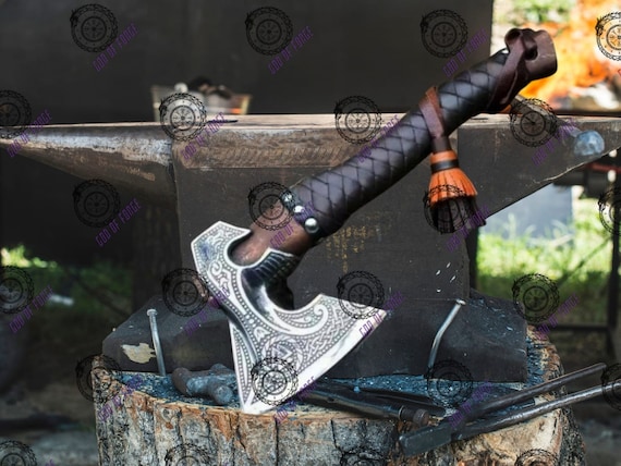 BLACK FRIDAY SALE | Personalized Viking Axe Engraved Carbon Steel Blade, with Leather Sheath, Best Christmas Gift for him or Dad, Nordic axe