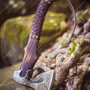 BLACK FRIDAY SALE | Personalized Viking Axe Engraved Carbon Steel Blade, with Leather Sheath, Best Christmas Gift for him or Dad, Nordic axe image 13