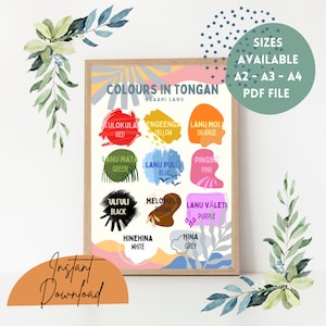 Tongan Colours Poster - Digital File PDF - A2, A3, A4 size