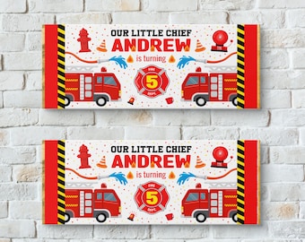 Fireman Candy Bar Wrappers, Firetruck Chocolate Wrapper, Firefighter Candy Bar Wrapper, Fireman Birthday Party, Favor Labels Treats Bag