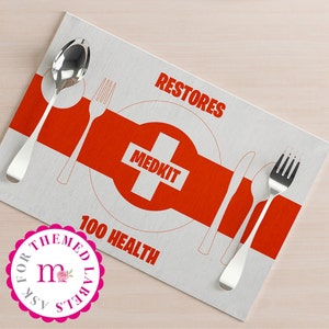 Gamer Med Kit, Med Kit Placemat,  Decor Party, Med Kit, Birthday Placemat Printable, Boy Gamer Party, Table Place Mat Decor