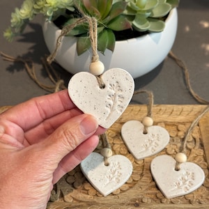 Coffee Ground Clay Heart Tag - Botanical Essential Oil Diffuser, Garden Tea Party or Shower Favors