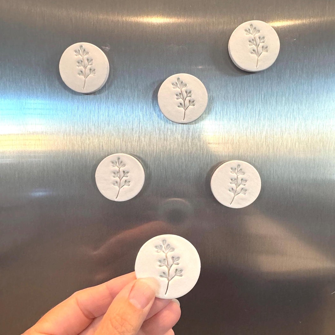 Clay Magnets: Set of 5 Boho Botanical Refrigerator Decor, Bridal Shower or Birthday Gift