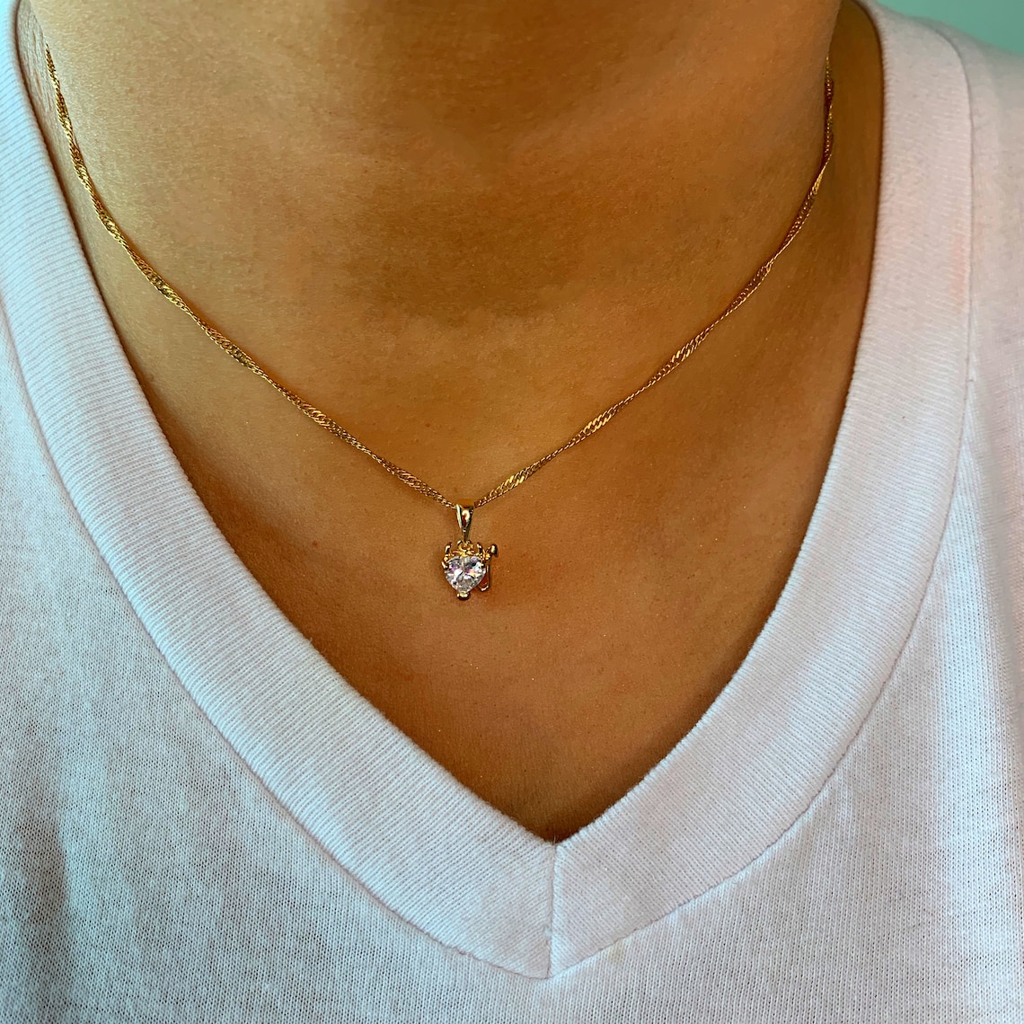 Gold Filled Devil Horns Y2K Cybery2k Cute CZ Cubic Zirconia With Chain