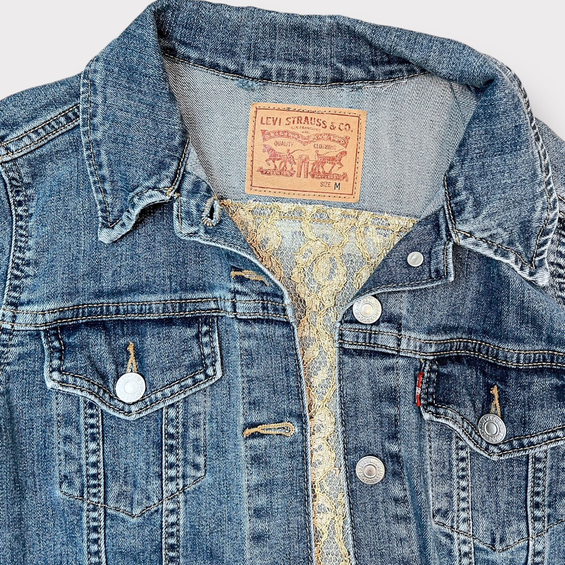 Jean Jacket Rework Denim Embellished Jean Jacket Reworked Jean - Etsy
