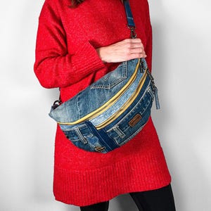 Sling Bag Denim Crossbody Bag Denim Bag Upcycled Sling Bag Recycle Jean Bag Eco Friendly Gifts Sustainable Gifts Upcycled Denim Bag
