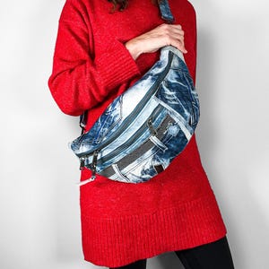 Sling Bag Denim Crossbody Bag Denim Bag Upcycled Sling Bag Recycle Jean Bag Eco Friendly Gifts Sustainable Gifts Upcycled Denim Bag