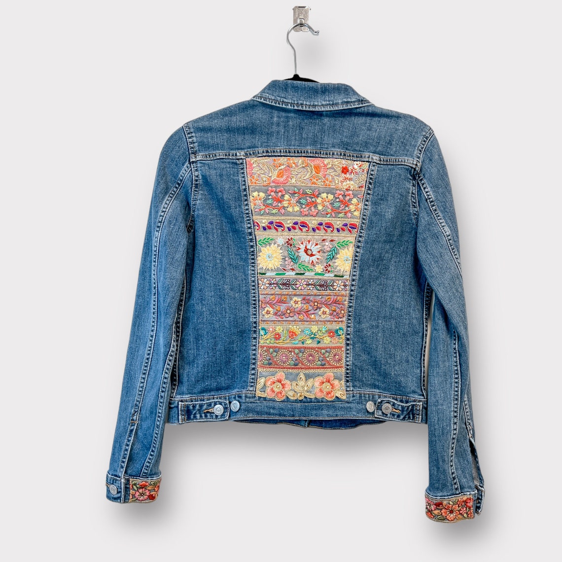 Jean Jacket Rework Denim Embellished Jean Jacket Reworked Jean - Etsy