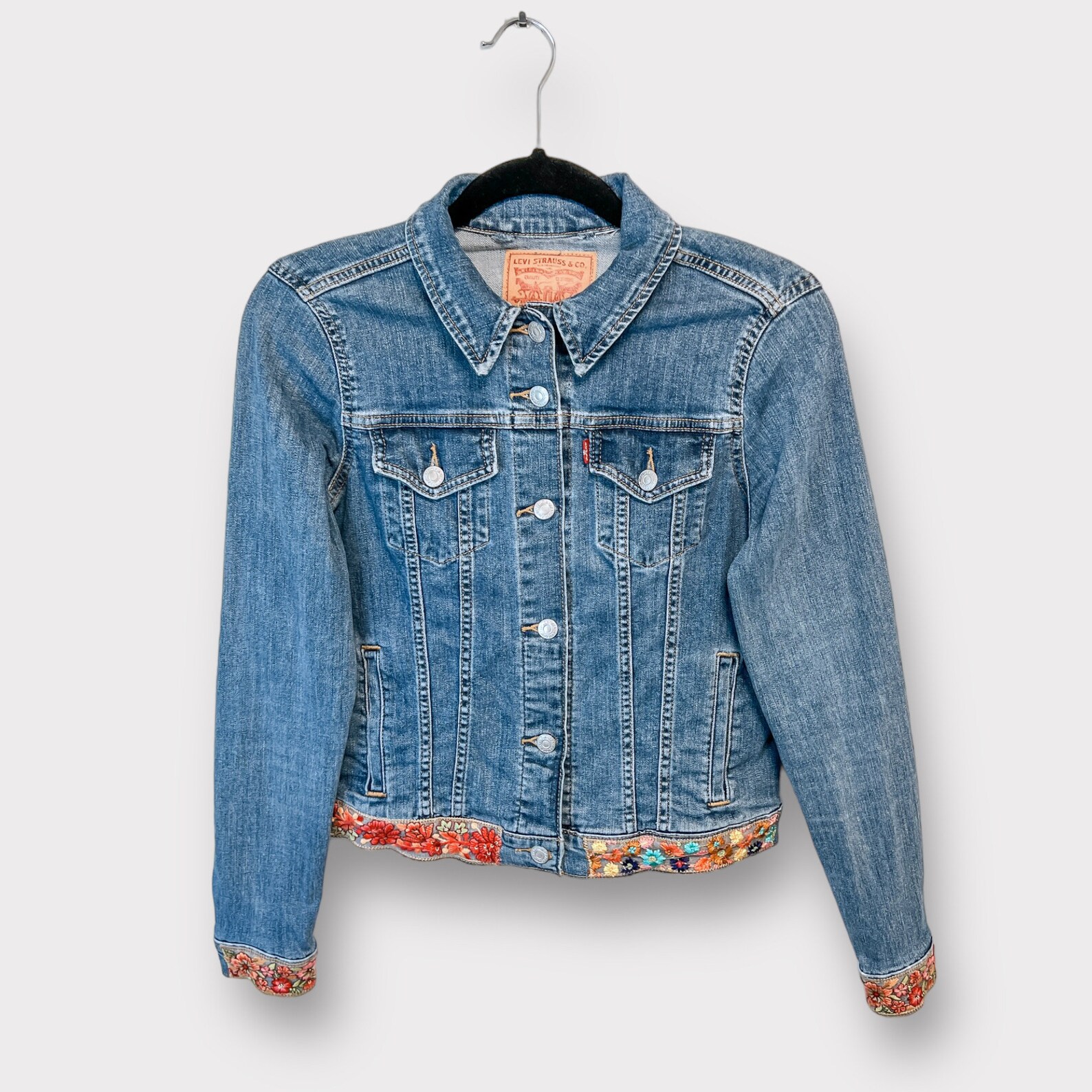 Jean Jacket Rework Denim Embellished Jean Jacket Reworked Jean - Etsy