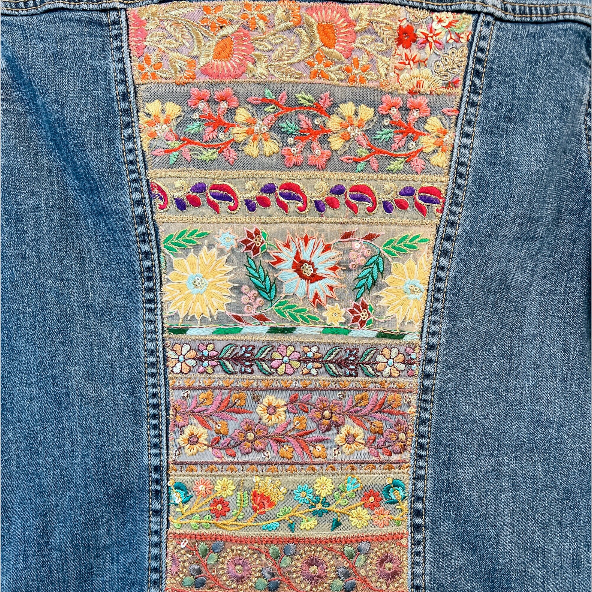 Jean Jacket Rework Denim Embellished Jean Jacket Reworked Jean - Etsy