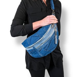 Sling Bag Denim Crossbody Bag Denim Bag Upcycled Sling Bag Recycle Jean Bag Eco Friendly Gifts Sustainable Gifts Upcycled Denim Bag