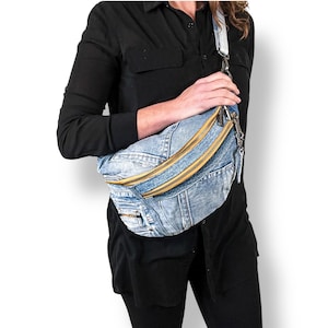 Sling Bag Denim Crossbody Bag Denim Bag Upcycled Sling Bag Recycle Jean Bag Eco Friendly Gifts Sustainable Gifts Upcycled Denim Bag