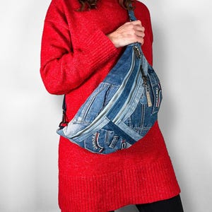 Sling Bag Denim Crossbody Bag Denim Bag Upcycled Sling Bag Recycle Jean Bag Eco Friendly Gifts Sustainable Gifts Upcycled Denim Bag