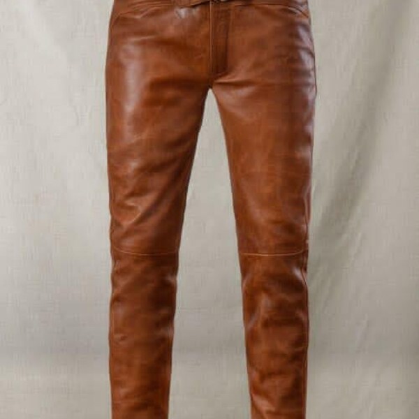 Brown Leather Pants Etsy