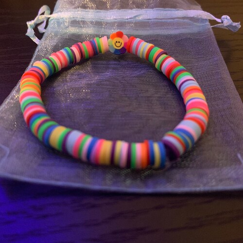 KIDCORE Single Chunky Bead Bracelet. Rainbow Explosion Etsy