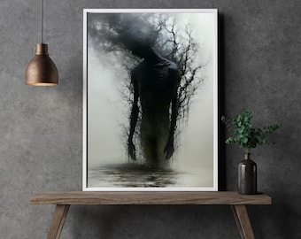 Ashbound Figure – human silhouette made of bare branches | Digital download | Printable in XXL to A0 and larger | Dark wall art