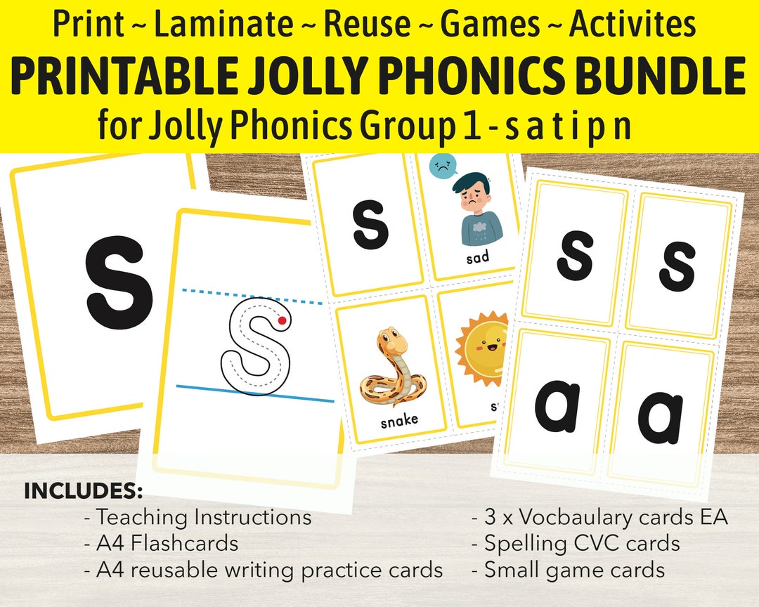 PHONICS BUNDLE Printable for Jolly Phonics Group 1 Alphabet Etsy