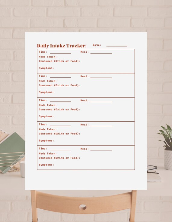 Daily Food Tracker Printable Daily Intake Tracker - Etsy